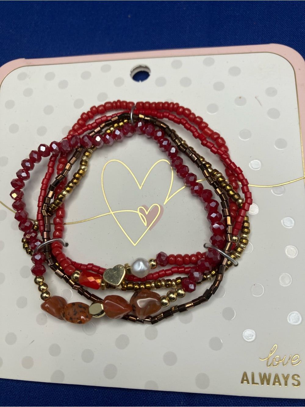 Coco + Carmen Red and Gold Layered Bead Bracelet Set